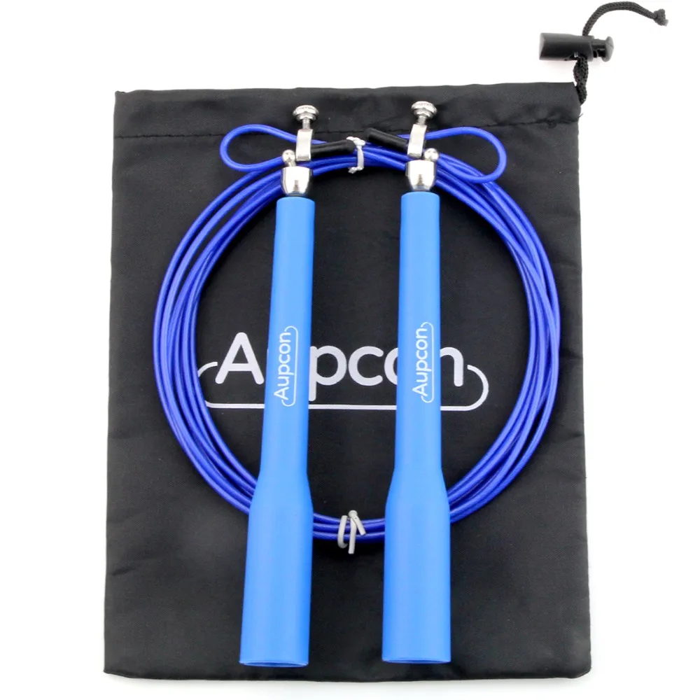 AUPCON Профессиональная Скакалка скоростная Скакалка 360 градусов поворотный металлический шаровой опорный кабель фитнес-упражнения скорость веревка в синем цвете