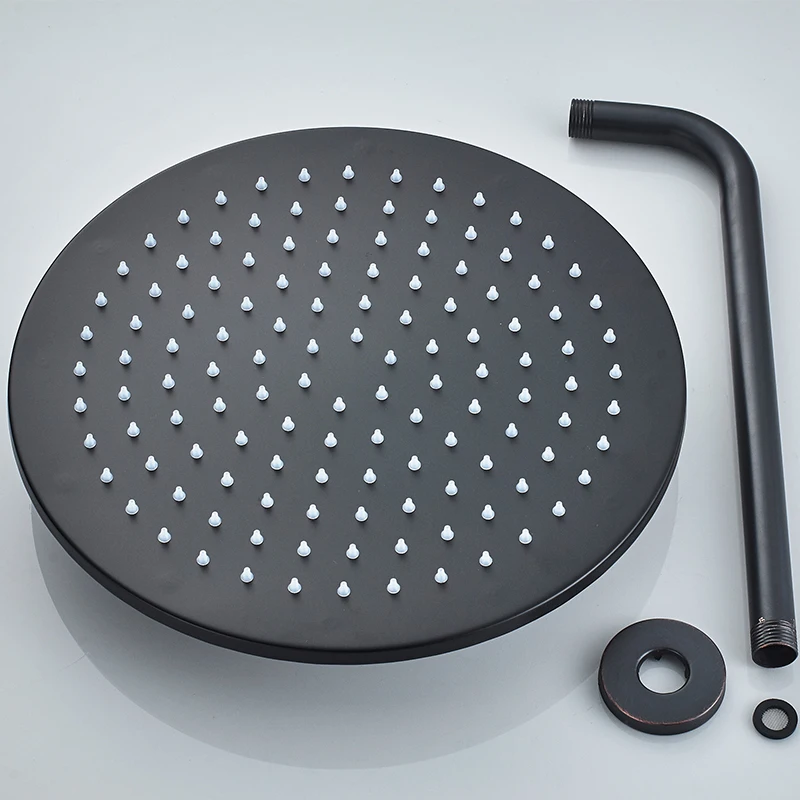 quyanre wanfan matte black thermostatic round shower faucets set rainfall shower swivel tub spout 3-way thermostatic mixer tap bath shower2