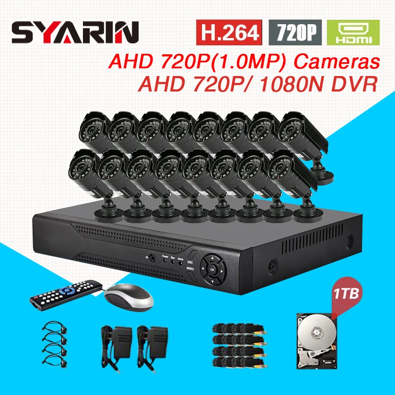 16ch CCTV Системы AHD 720 P 1080n DVR безопасности 16 шт. системах видеонаблюдения комплект