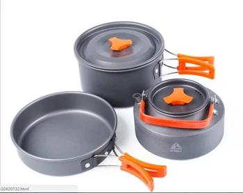 

Outdoor set pot wild pot wild cookware set 2-3 person camping teapot portable aluminum set pot