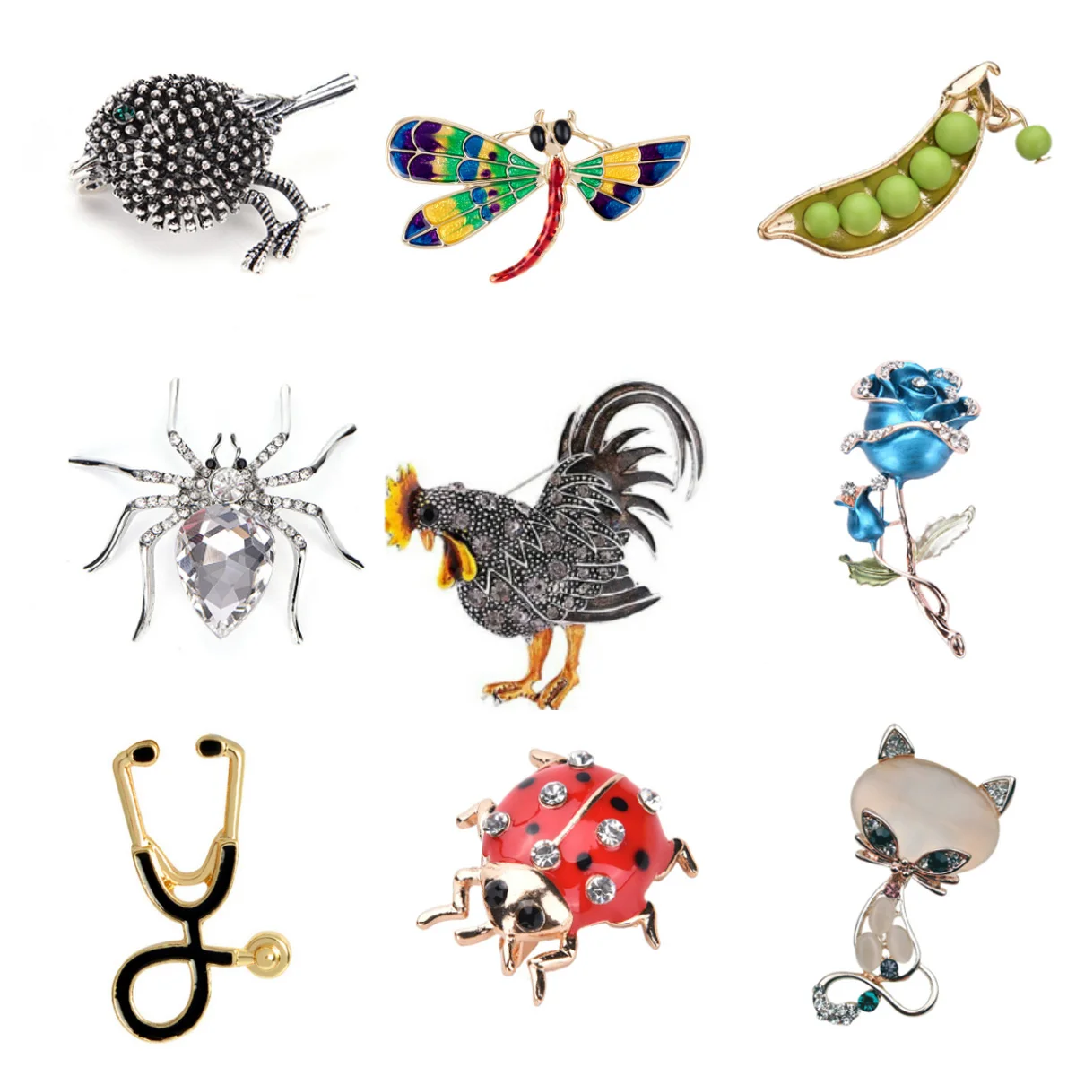 

Girl Ladybug Flamingo Owl Butterfly Rose Flower Cat Bird Animal Brooch Collar Pins Badges Jewelry Corsage Women Kids Brooches