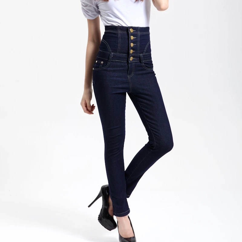 2015 new autumn winter denim jeans novelty vivi magazine slim breasted