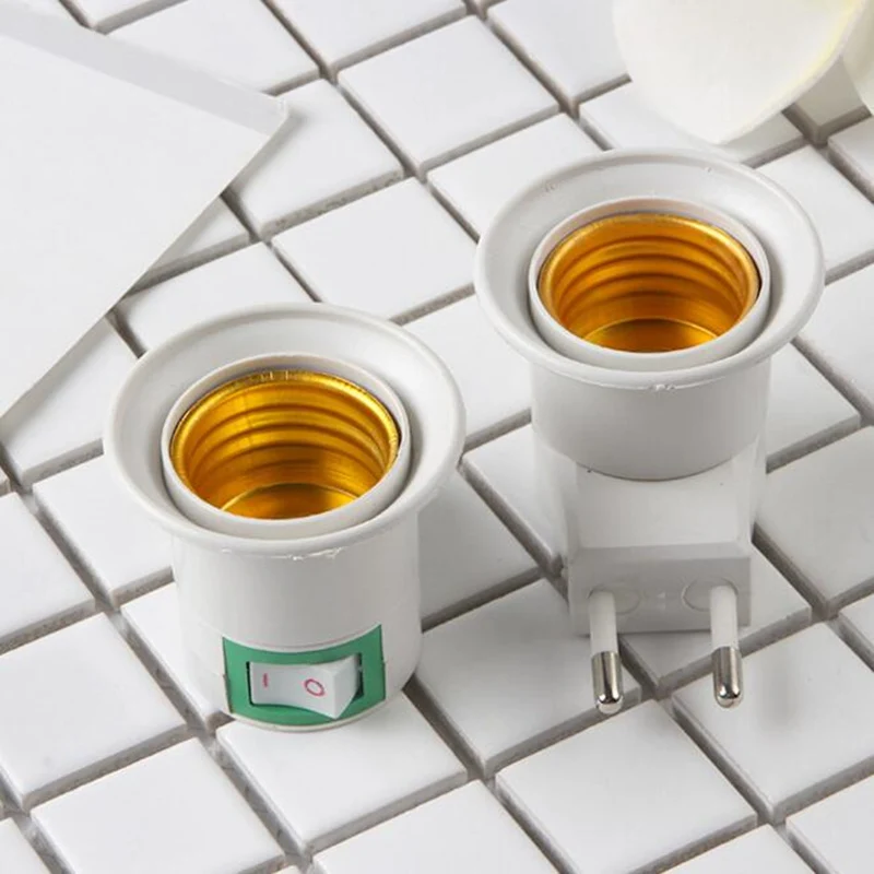 Новое поступление. 2 шт E27 Тип штепсельной вилки ЕС адаптер с выключателем питания аксессуары для освещения