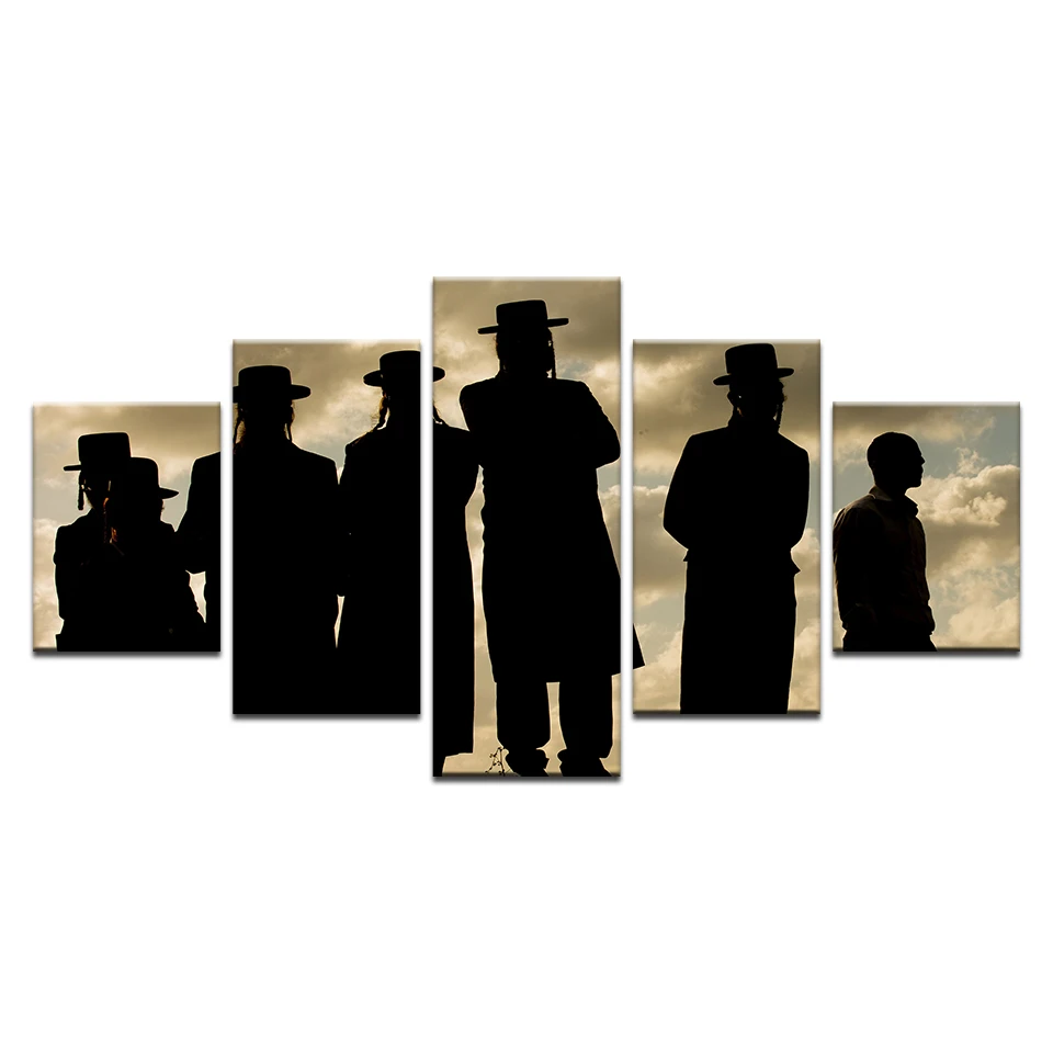 

5 Panel Printed Extreme Jewish Canvas Painting Silhouette Poster Print Art Modern Home Decor Wall Art Pictures For Living Room