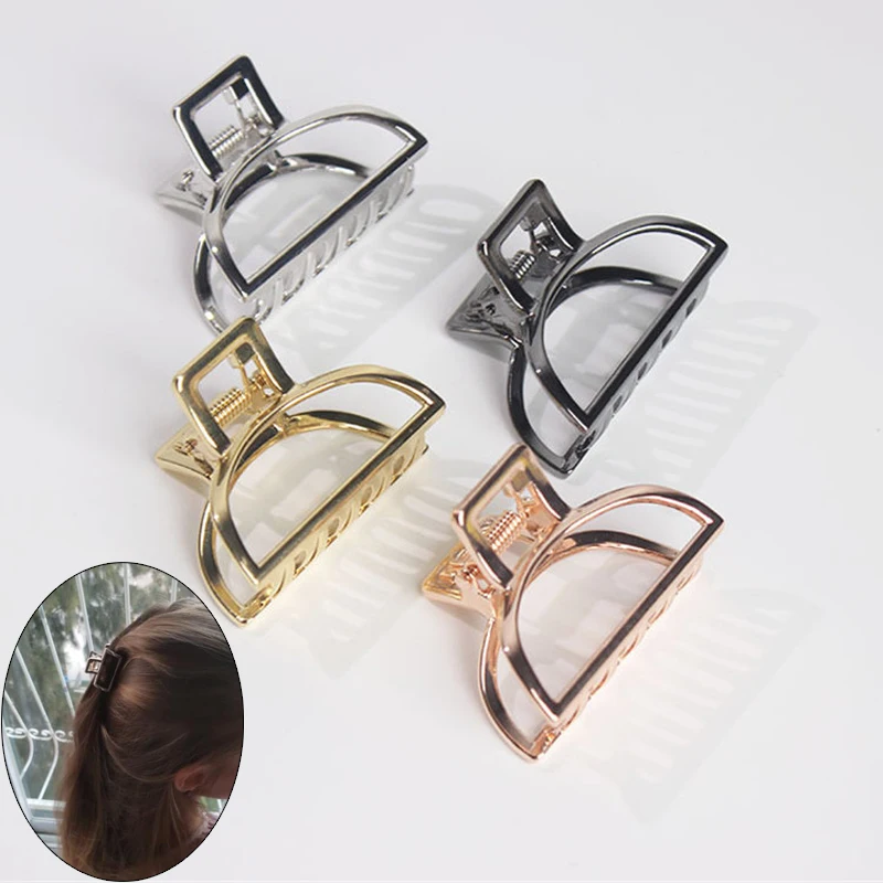 

1 PC Geometric Hairclips for Women Stylish Gold Silver Metal Hairband Ponytail Holder Girls Hair Claws for Wedding Party