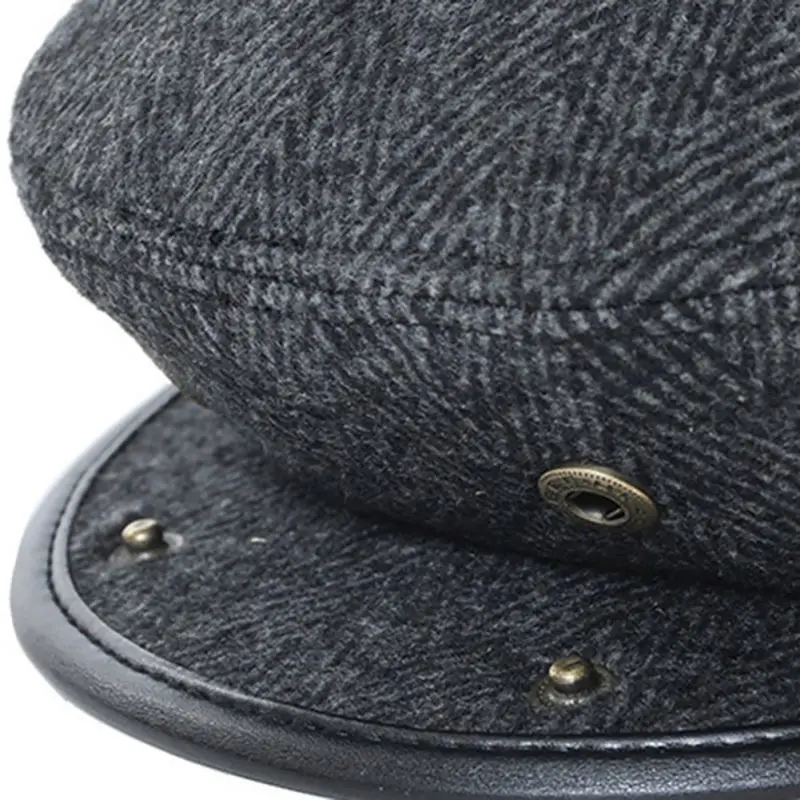 Retro Peaked Cap for Men Gentleman\'s Woolen Newsboy Cap Autumn Winter Thick Warm Ear Caring Worsted Papa\'s Long Hunting Caps