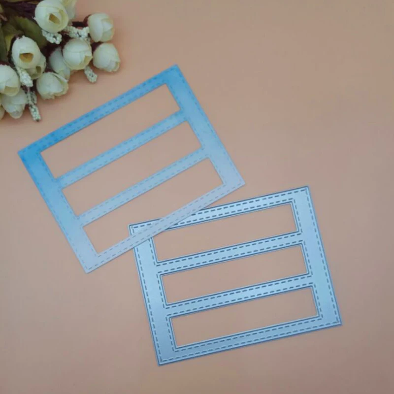 

3 Layers Stitched Rectangle Window Card Metal Cutting Dies Punch Stencil for Scrapbooking Die clear Stamp Paper Craft Template
