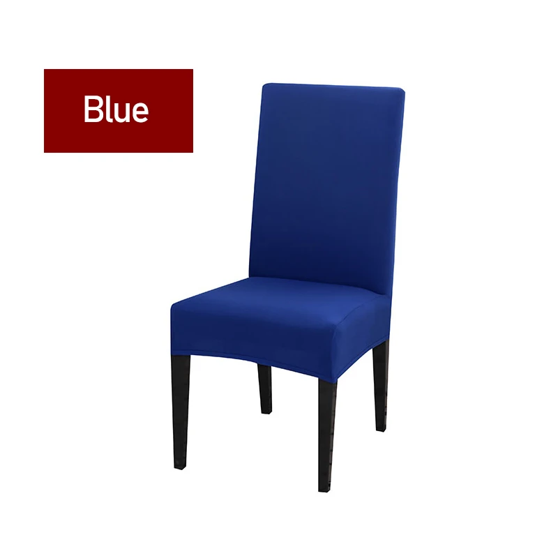 Blue Серый сплошной цвет спандекс эластичный чехол на стул обеденный съемный чехол на сиденье пылезащитные чехлы на стулья для свадьбы - Цвет: Blue