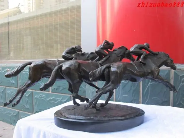 بطل بطل 3 سباق الخيل فارس الرخام الفن تمثال الأوروبي حديقة الديكور 100% ٪ النحاس النحاس