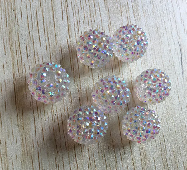 

Newset 20MM 100pcs/lot AB Clear white color 100pcs / lot Chunky resin rhinestones ball Beads for necklace making