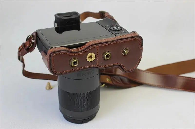 Новые роскошные из искусственной кожи Камера чехол сумка для цифровой однообъективной зеркальной камеры Canon EOS M5 EOSM5 55-200 мм 18-150 мм Камера чехол сменная панель с ремешком мини-сумка с застежкой