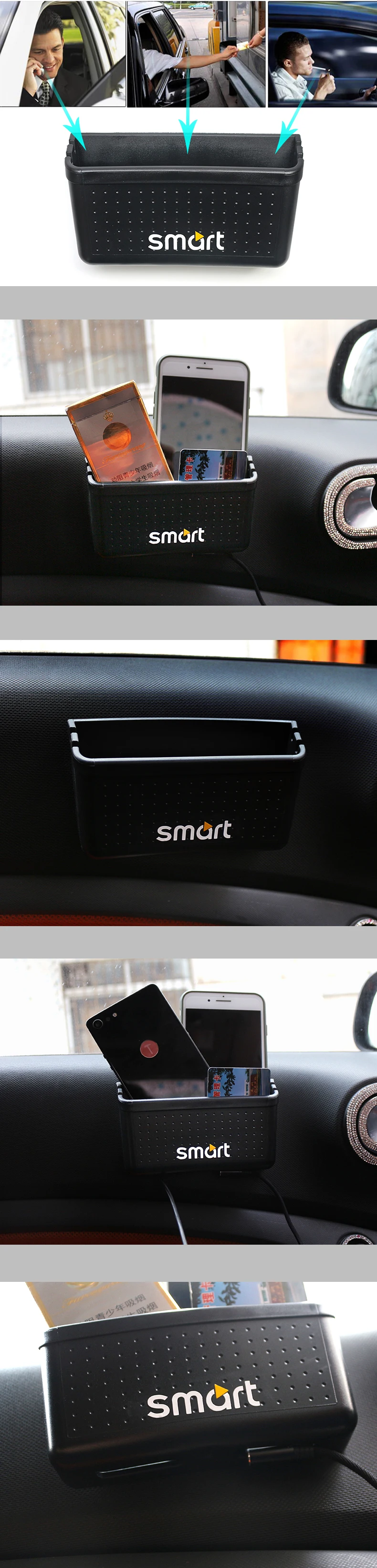 Для smart 450 451 453 fortwo forfour автомобильный ящик для хранения автомобиля Стайлинг мобильный телефон карта размещения Автомобильный интерьер аксессуар