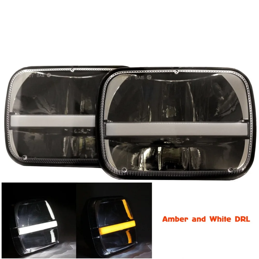 

For Jeep Cherokee XJ Trucks 7x6 LED Headlights HID Light With DRL Amber Turn signal2x New LED 5" X 7" LED Headlight Replacement