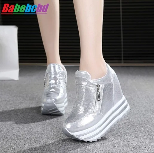 

2019 Spring Autumn 12 cm thick wedge bottom increased casual shoes for women's shoes in the fashion high platform shoes