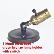 110 мм черный потолочная Роза Винтаж кулон зеленая бронзовая лампа держатель с переключателем E27 Светодиодная трубка огни для осветительных приборов