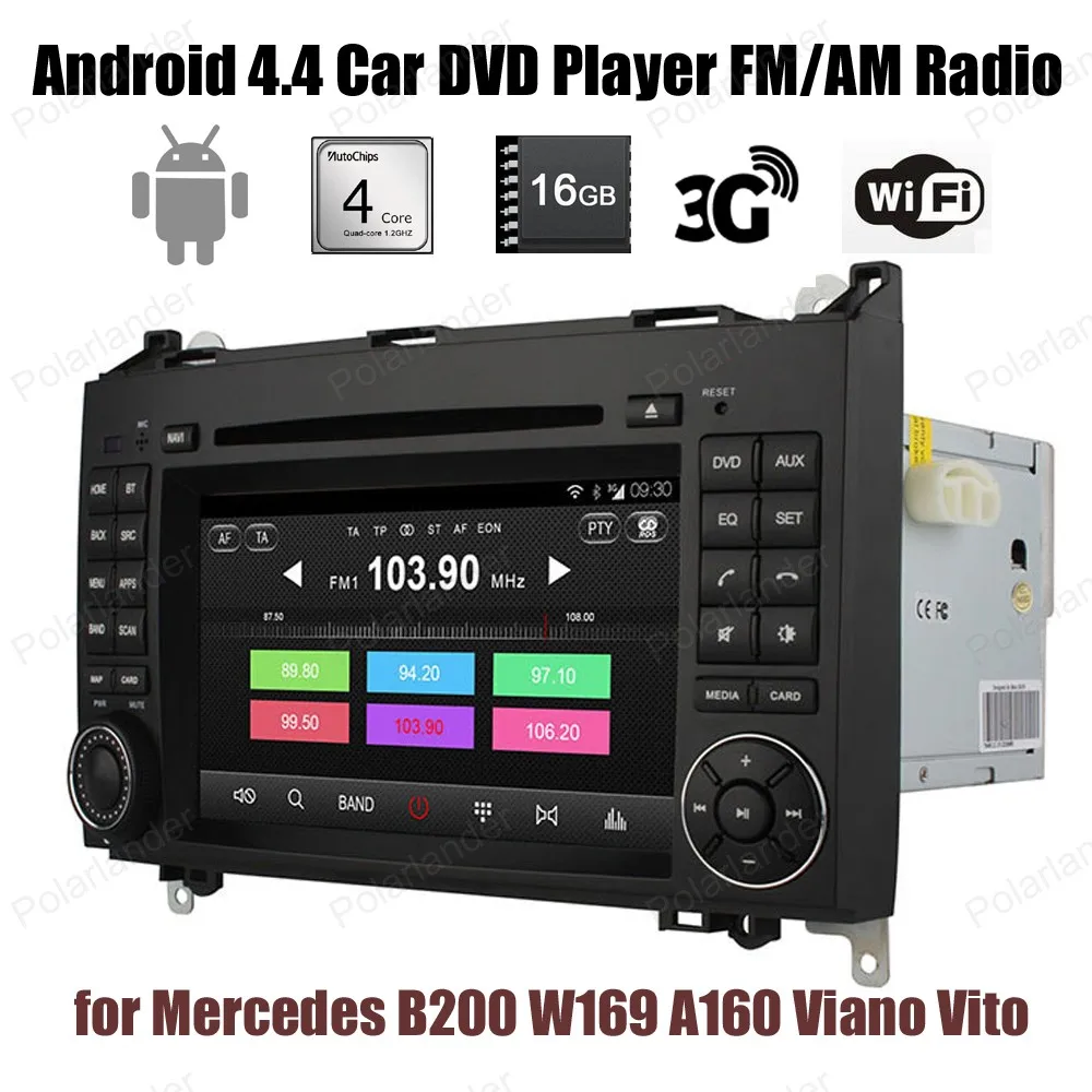 Cheap Android4.4 Car DVD Support DTV BT 3G WiFi GPS DAB+ TPMStouch screen Quad Core radio For Benz B200 W169 A160 Viano Vito 5
