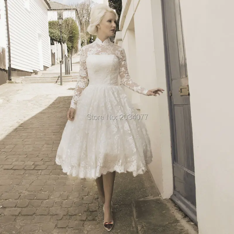 Off White Short Tea Length Wedding Dress