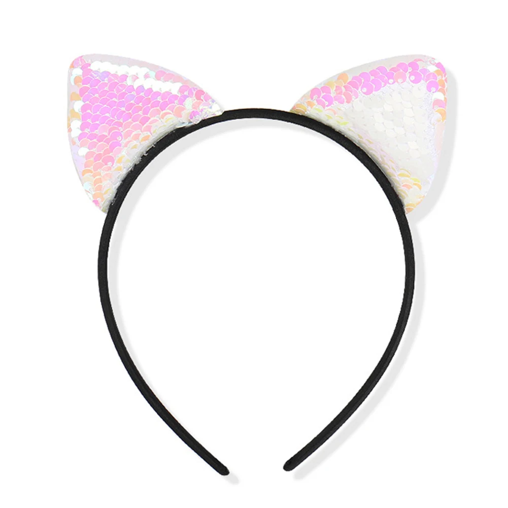 Блестки Hairband Fabala обруч для волос кошачьи уши головная повязка, аксессуары для волос блеск - Цвет: AB Colorful