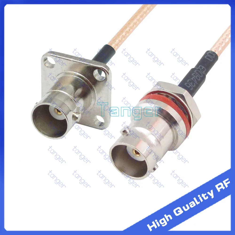 

BNC female 4hole panel to BNC female behind with nut with RG-316 RFCoaxial Pigtail Jumper cable 6" 15cm Tanger High Quality