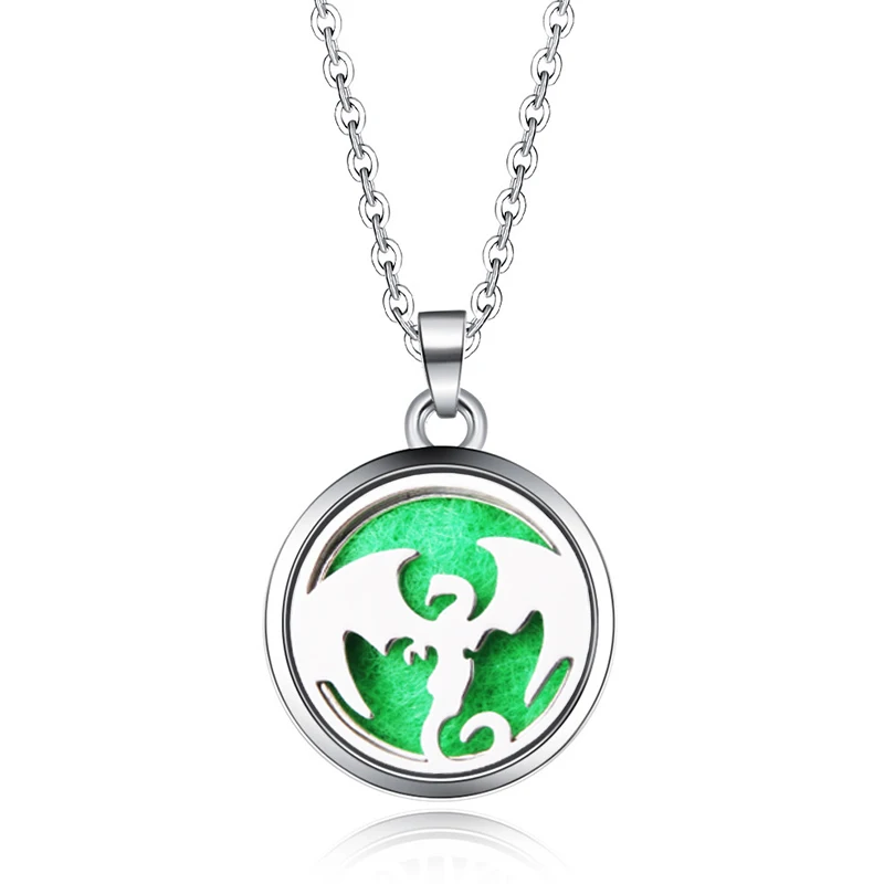 316L Dragon Aroma Diffuse Locket Pendant Stainless Steel Necklace Perfume Aromatherapy Essential Oil Box Charm jewelry | Украшения и