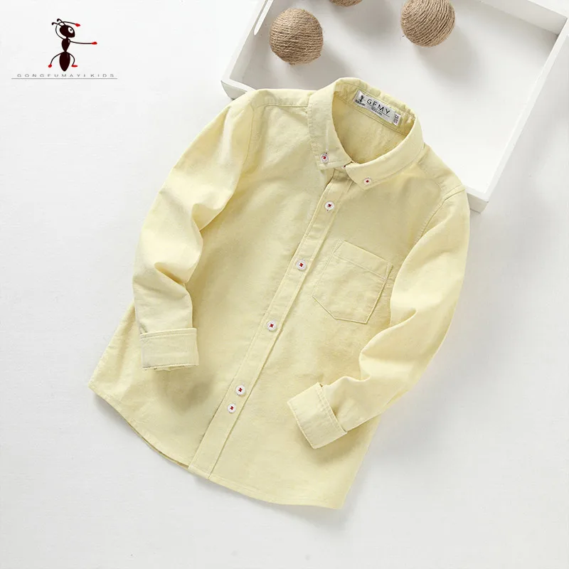 GFMY/Новое поступление года; Детские рубашки с длинными рукавами и отложным воротником высокого качества; блузки для детей; однотонная одежда; 201701 - Цвет: yellow