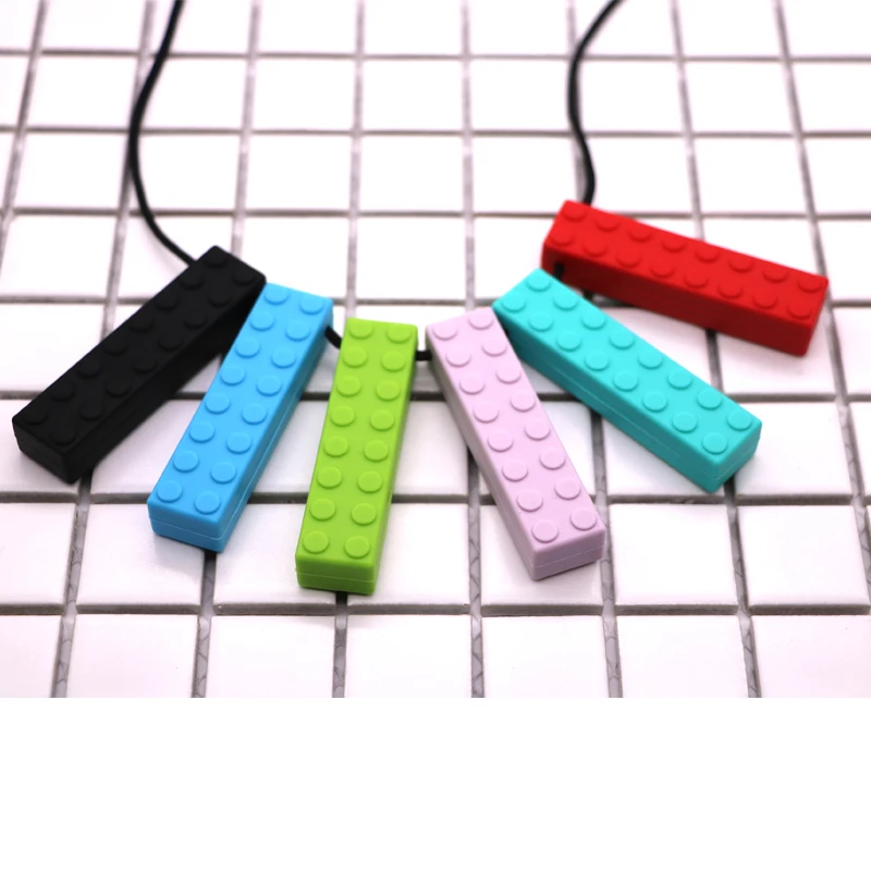 

6 pcs Teether Silicone Teethers Teething Pendant Necklace BPA Free Baby Chew Toy Silicone Baby Teether Toy Chewable Brick Stick