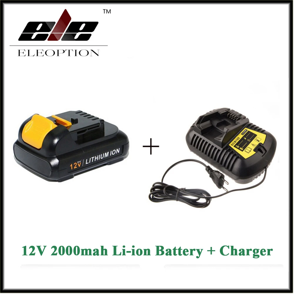 

Eleoption power tool Battery For 12V 2.0Ah 2000mah MAX Li-ion DCB120 DCD710 DCF813 DCF815 DCF610 And charger