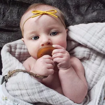 

2 Pcs Baby Infant Braided Faux Leather Pacifier Clips Holder Chain Strap+ Bow Headband Baby Care