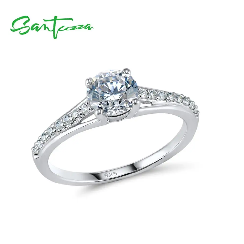 SANTUZZA, серебряные кольца для женщин, обручальное кольцо, CZ камни, кольцо, обручальное кольцо из чистого 925 пробы серебра, модное ювелирное изделие