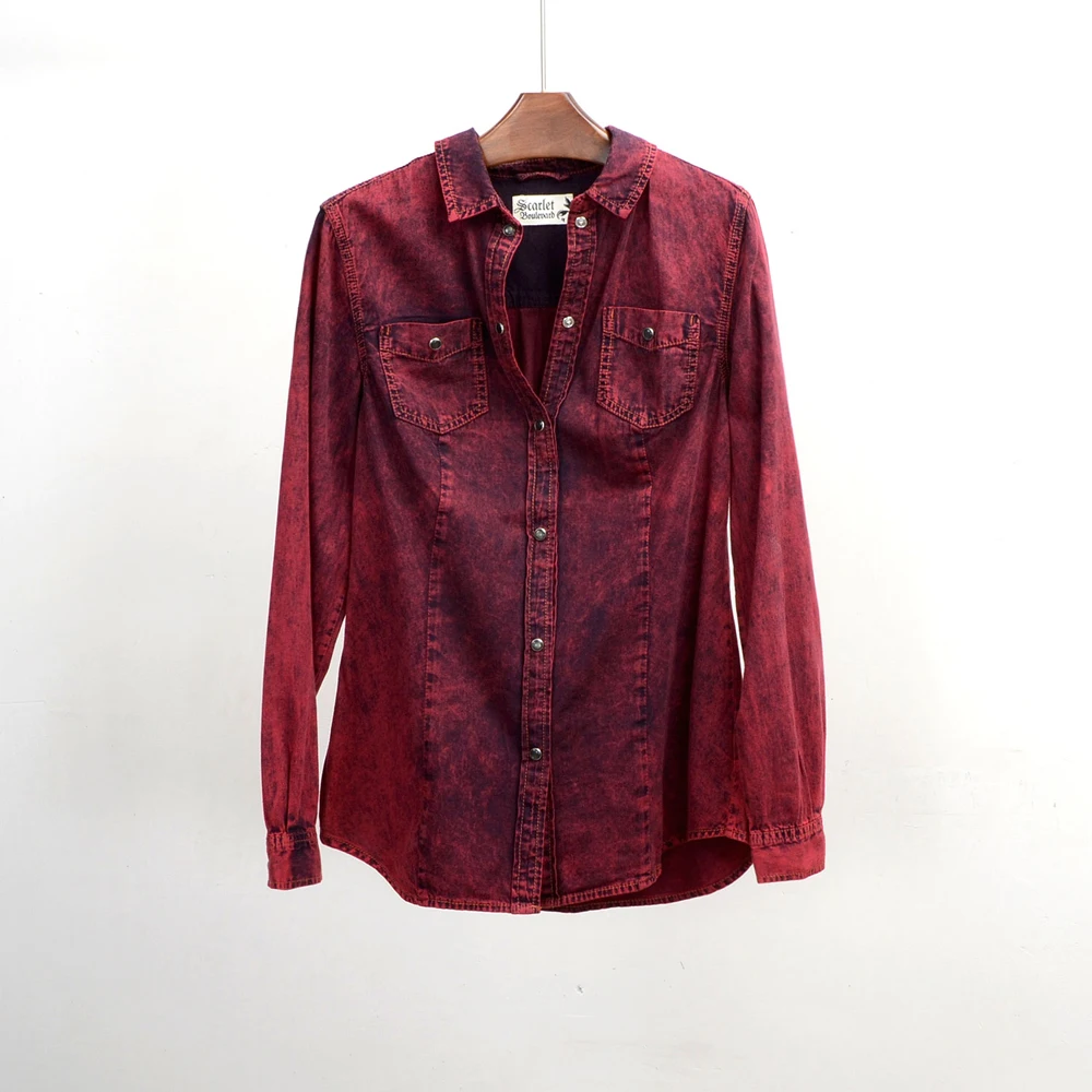 red denim shirt womens
