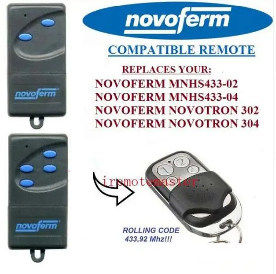 

NOVOFERM NOVOTRON MNHS433-02/MNHS433-04 compatible remote control replacement 433,92mhz Rolling code free shipping