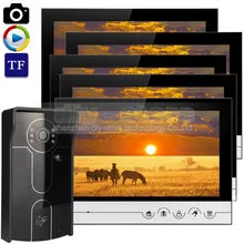 DIYSECUR 9inch Video Record/Photograph Video Door Phone Doorbell Waterproof HD RFID Camera Home Security Intercom System 1V5