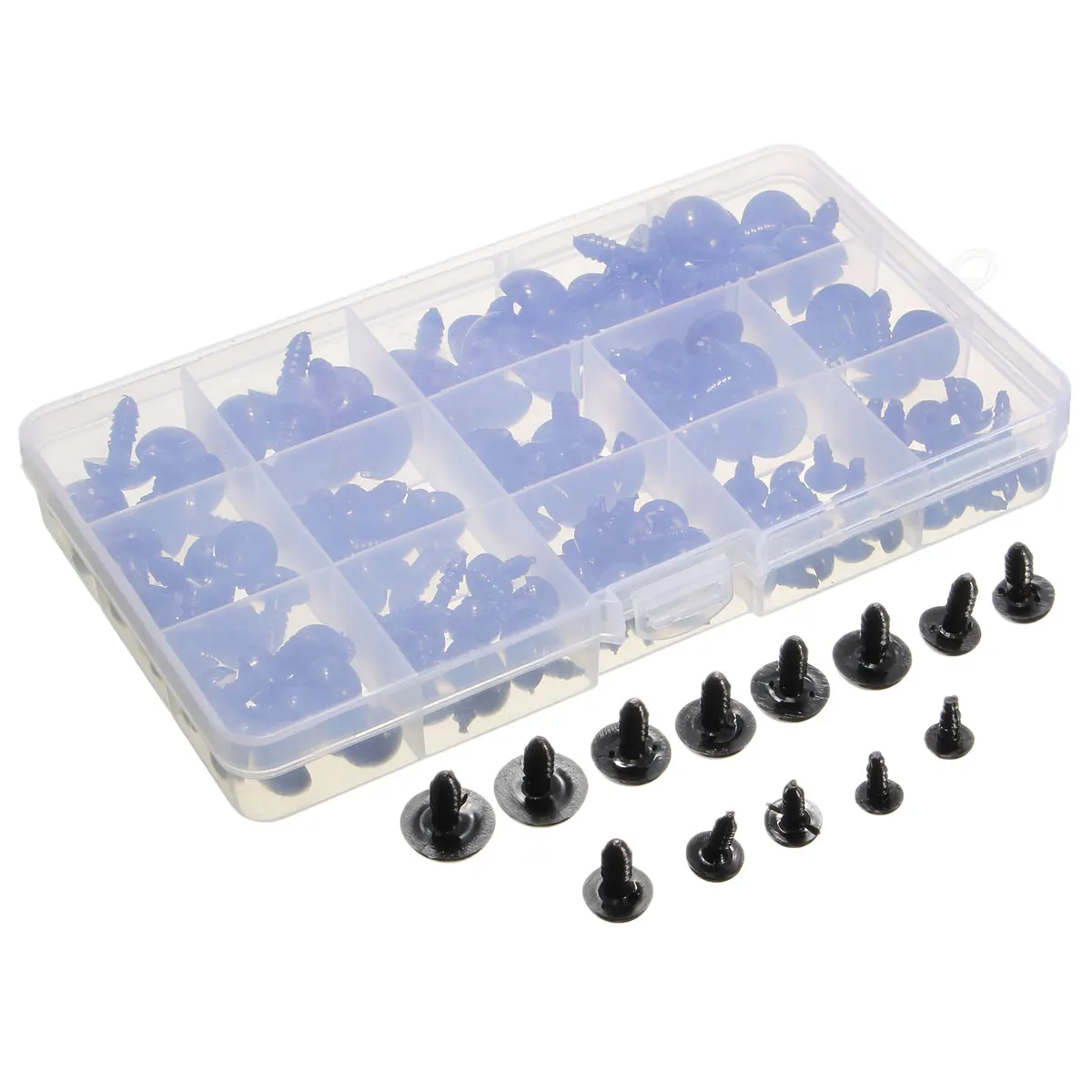 

150PCs/75Pairs DIY 8-16mm Different Needs Plastic Safety Eyes Box for Teddy Bear Stuffed Toy Snap Animal Puppet Doll Craft Parts