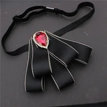 Мужской, женский, Ретро стиль, Свадебный воротник, галстук-бабочка, элегантная эластичная лента, сплав, горный хрусталь, кристалл, Бабочка, Униформа, лента, галстук-бабочка