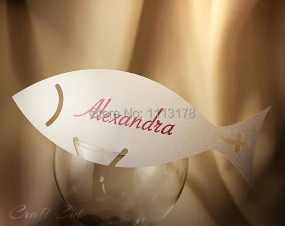 

50pcs Christening Place Cards (20+) Holly Communion Decorations, Jesus Fish