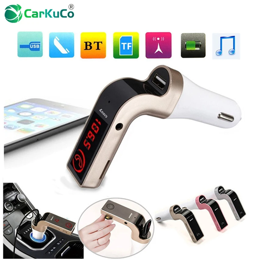

Hot Handsfree Bluetooth Car Kit Wireless Mp3 Radio Modulator Bluetooth AUX 3.5mm FM Transmitter USB Car Charger in the Car