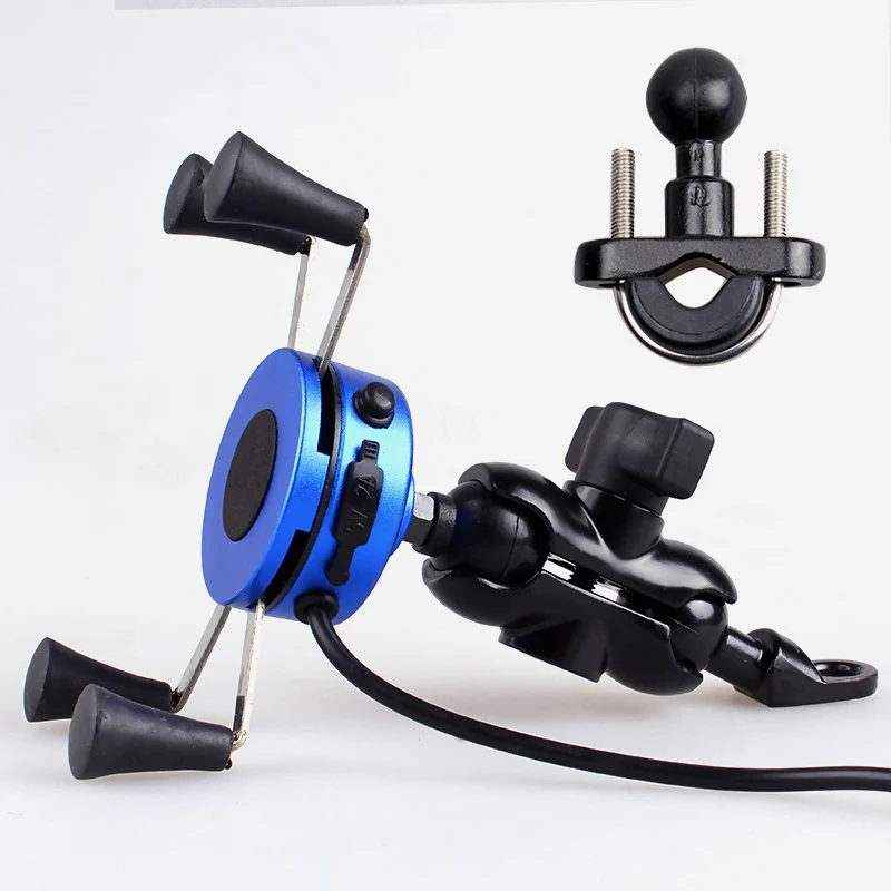 

Motorcycle Phone Charger Adapter Holder with 5V USB Motorbike Handlebar Base Mount Bracket S288
