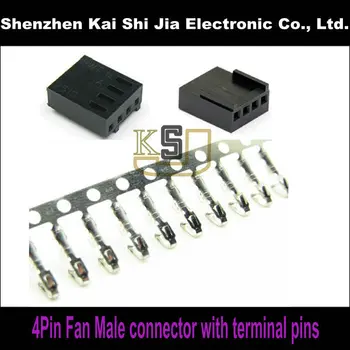 

50PCS/ Lot 4 Pin PWM Fan Male connector with 200PCS terminal Pins - Black