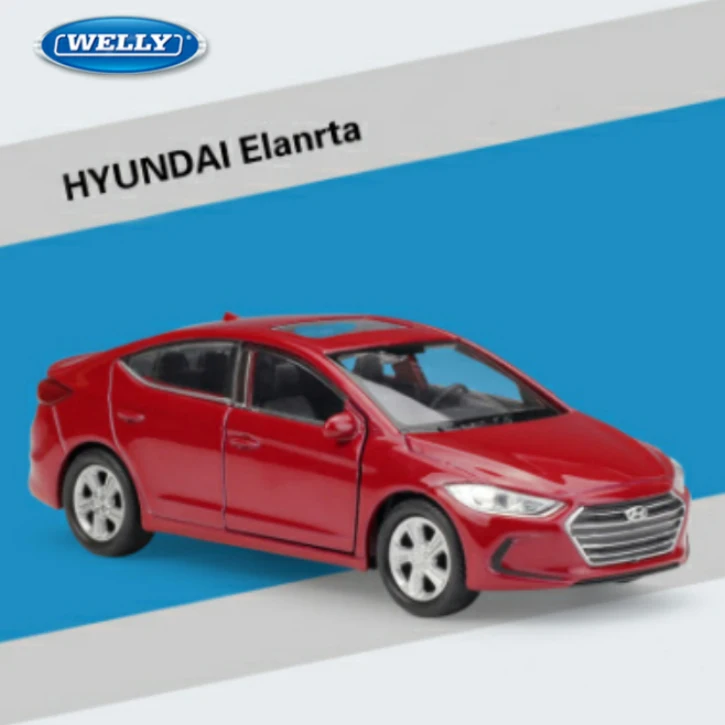 

Welly 1:36 Scale Hyundai Elantra Diecast Car Model Toy With Pull Back Educational Collection for Children's Birthday Gifts