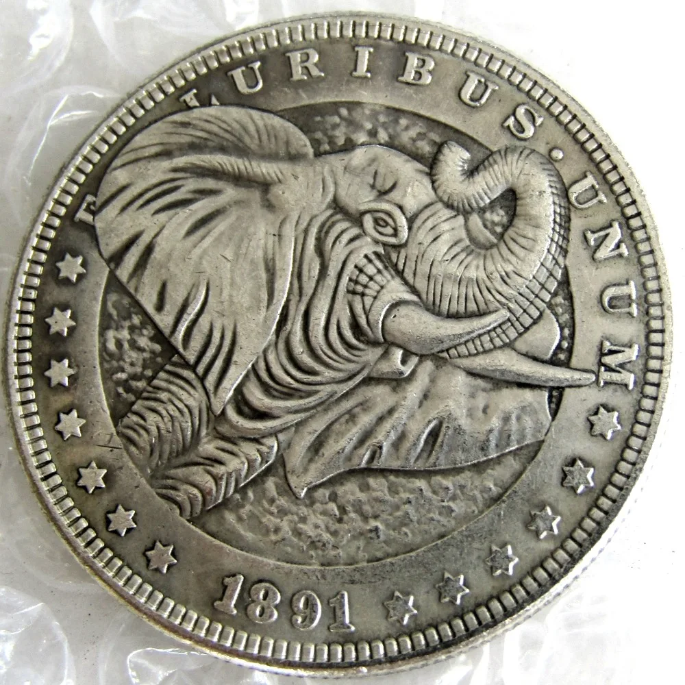 

US Hobo 1891 Morgan Dollar With Elephant Creative Copy Coins