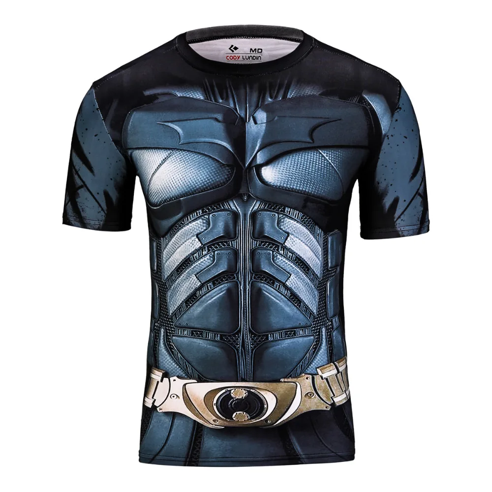   2016 marvel batman compression shirt fitness tights crossfit quick dry short sleeve t shirt Summer Men tee tops clothing