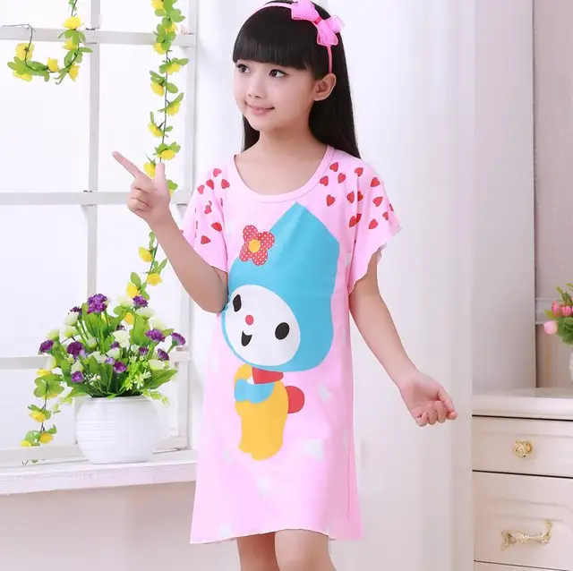 Girl Home Clothes New 2018 Summer & Spring Style Girl Nightgowns Dress ...