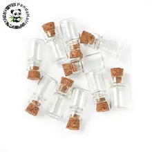 13x23 мм Стеклянная банка стеклянная бусина-флакон контейнеры, с тампионами, прозрачный; Внутренний диаметр: 13 мм; тампион: 12~ 14x11~ 12 мм