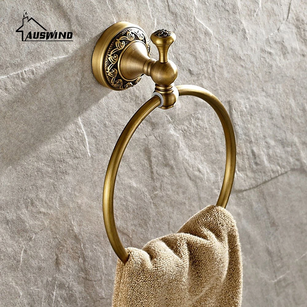 European Gold Plated Towel Rings Ti pvd Coating Towel Rack Solid Brass