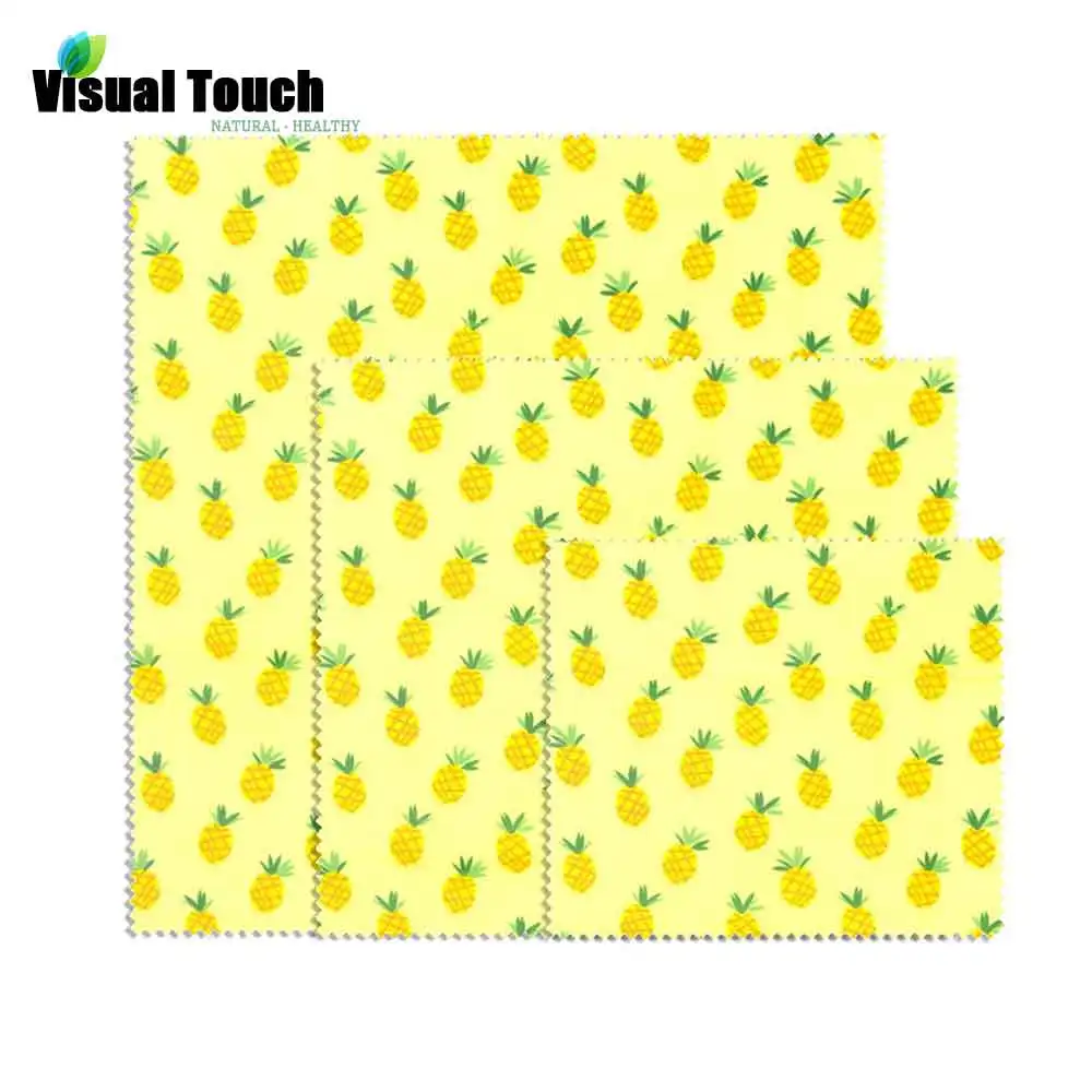

Visual Touch Pineapple 3 Sizes Beeswax Cloth Wrap Bread Cover Sandwich Bag organic beeswax cloth food wrap