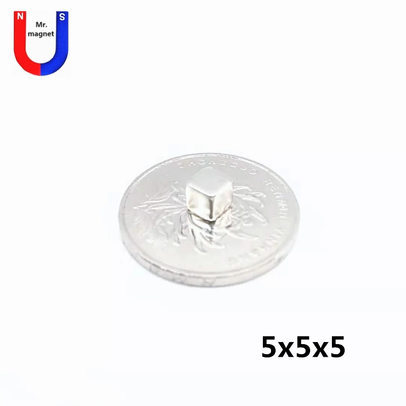 5*5*5mm super fortes cuboide duplo ímãs da terra rara banhados de níquel