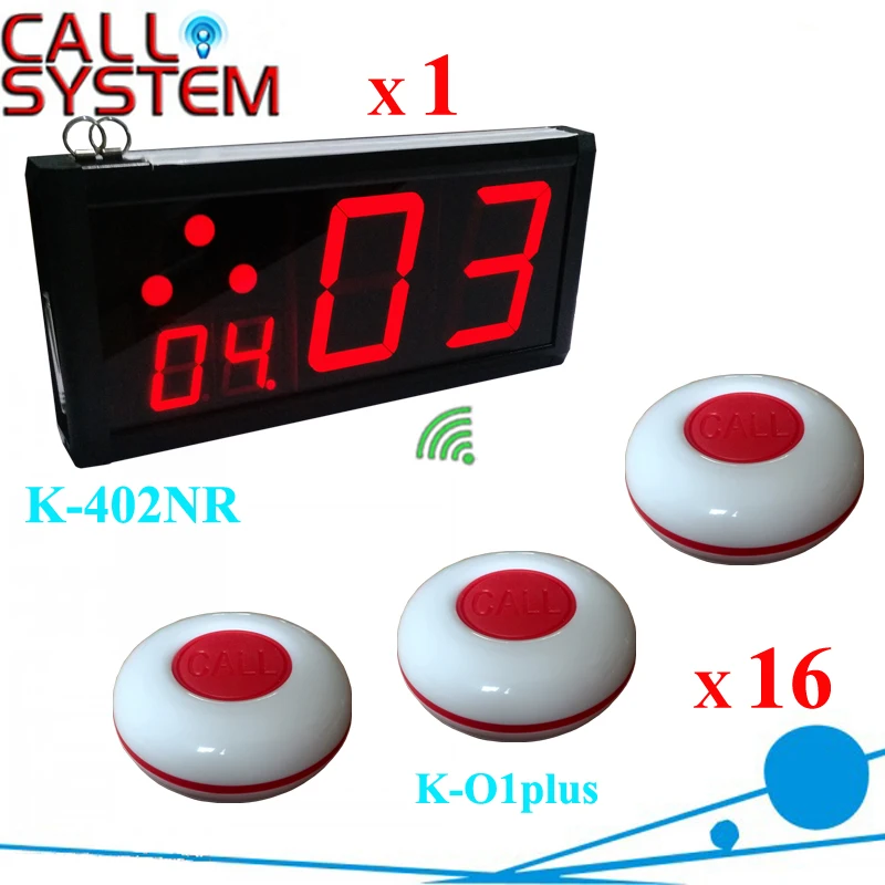 

1 wall display receiver with 16 ring bell Waiter Buzzer Call Pager Press Button Wireless Calling System