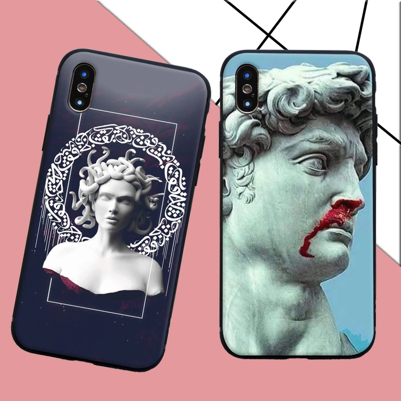 

For iphone 11pro Case Art Statue of David Phone Soft silicone Case Cover for iphone 8 7 6 6 s Plus Xs XR Max 5 5S SE Cover
