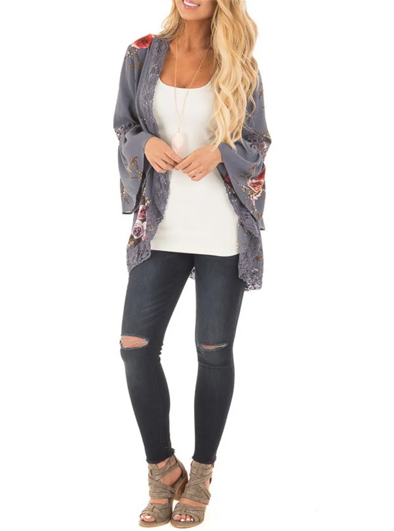 Gladiolus 2019 Spring Womens Tops And Blouses Loose Floral Print Flare Sleeve Lace Women Kimono Cardigan Summer Shirts Plus Size (67)
