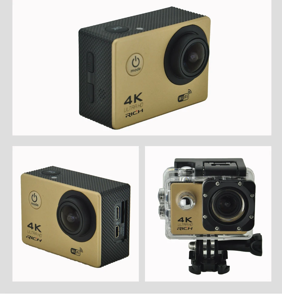 Богатая Экшн-камера F60/F60R Ultra HD 4 K/30fps WiFi 2," 170D go Helmet Cam pro Подводная Водонепроницаемая Спортивная камера